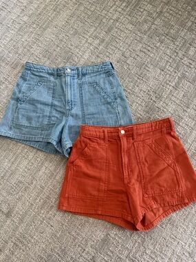 Universal Thread High Waist Shorts in Light Blue and Rust Orange